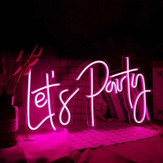 Custom Rgb Neon Sign Color Changing Led Light Wall Art Let's Party Bedroom Wedding