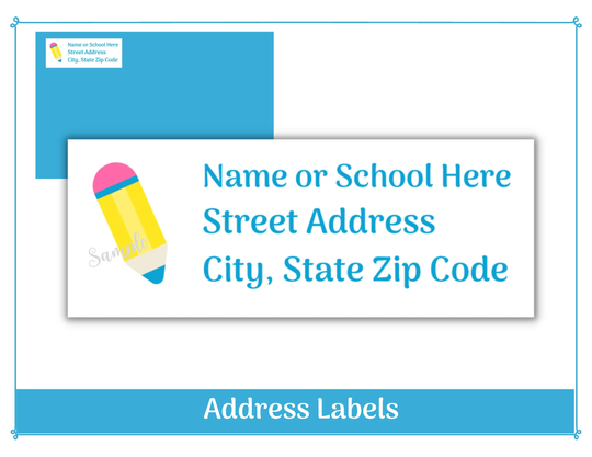 Pencil Return Address Labels | Personalized Glossy Peel & Stick Rectangle