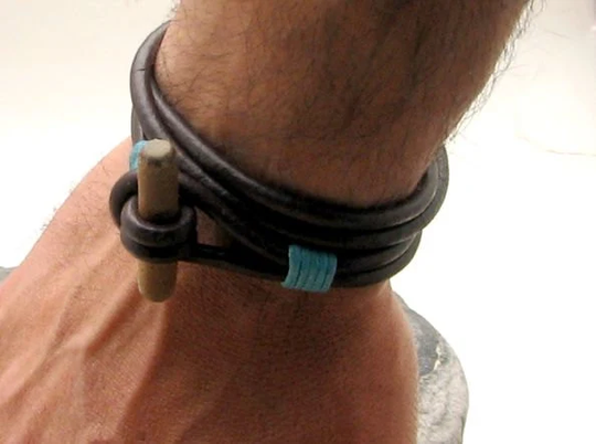 Men's Leather Bracelet Brown Wrap Men's With Toggle Clasp.gift For Him.gift Mrn.gift Him