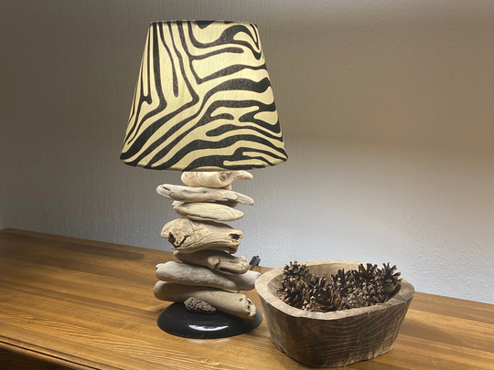 Driftwood Zebra Table Lamp, Reclaimed Wood, Lamp Base, Bedroom Shape, Lamp