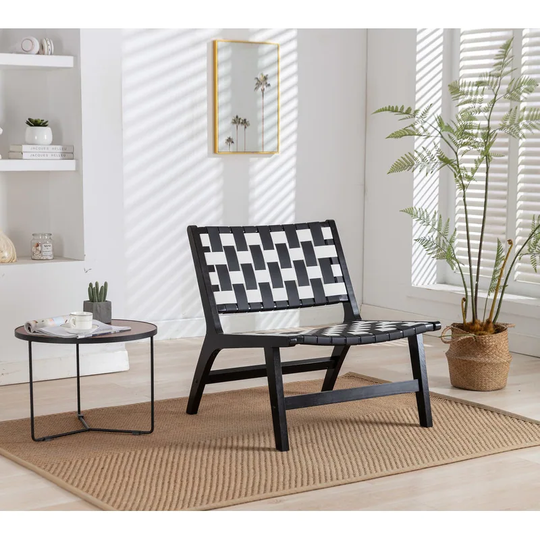 Solid Wood Woven Accent Chair Lounge Chair