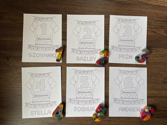 Mini Birthday Favor Coloring Pages, Party Favors, Crayon Numbers, Crayons, Favors, Kids Favors, Page Favor, Crayon