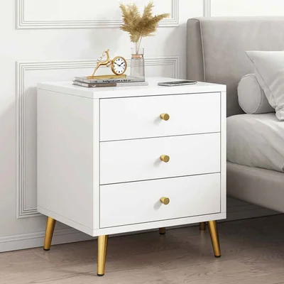 3-Drawer Storage Nightstand Bedside Cabinet Furniture Accent End Side Table Chest White