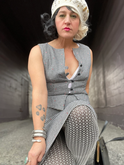 Handmade 1970S Black Check Womens Suit-Vintage Waistcoat-Pencil Skirt-Preppy-Work-Plaid-Red-Vest-Dress Set-Medium