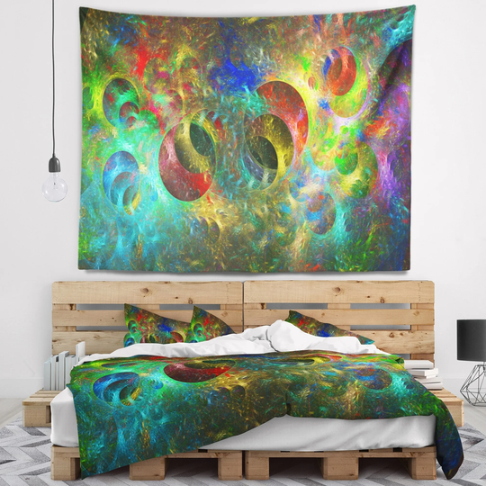 Designart 'Multi Color Glowing Circles' Abstract Wall Tapestry