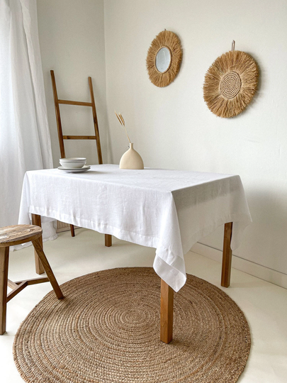 White Linen Tablecloth, Farmhouse Table Cloth, Tablecloth Rectangle, Flax