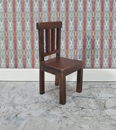 Dollhouse Miniature Small Chair Dark Walnut Wood 112 Scale 3 1/8" Tall