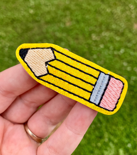 Yellow Shimmer Pencil Felties - Back To School Embellishment Set Of 3