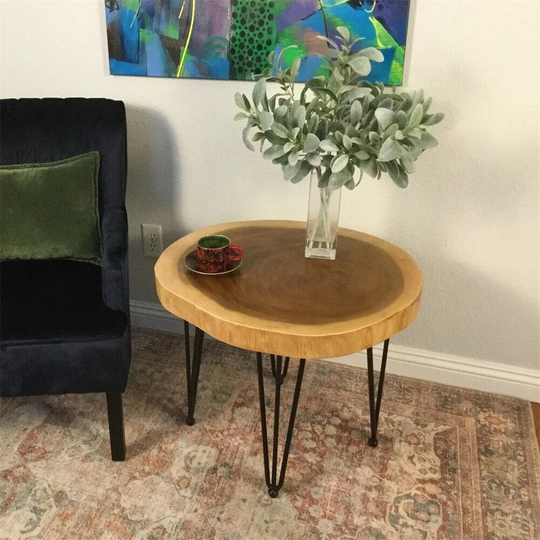 Rustic Natural Round End Table Wood, Nightstand, Plant Stand - 54 x 84