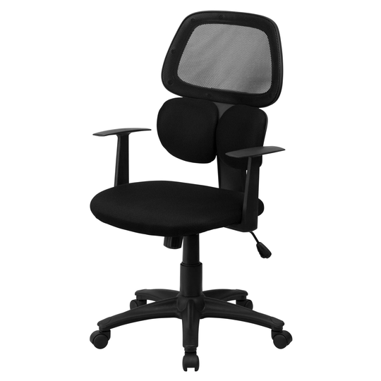 Delacora 25" Wide Mesh Back Swivel Adjustable Office Chair with Arms - Black