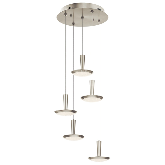 elan Karah Brushed Nickel 5-light Spiral Pendant