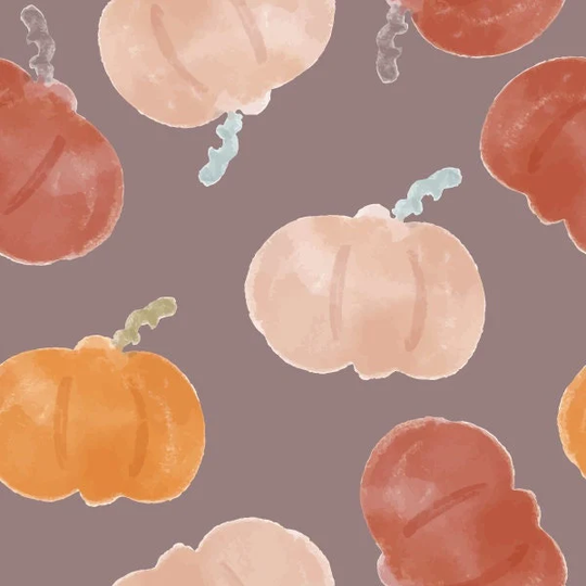 Watercolor Pumpkins On Plum Halloween Fabric By The Yard | Fall Thanksgiving Autumn Harvest Custom