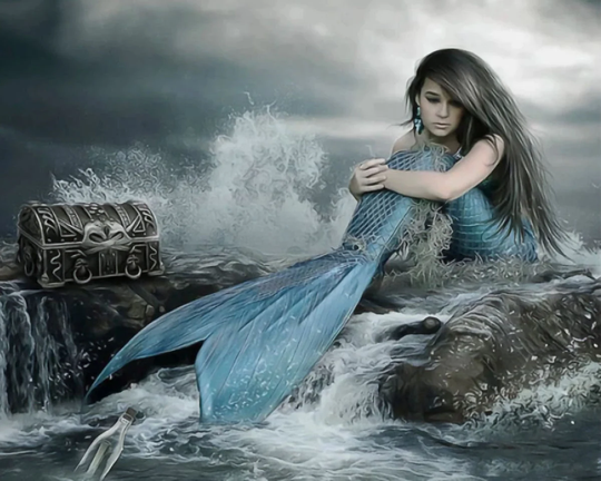Mermaid On The Rocks Diy 5D Diamond Painting Kit Full Square & Round Drill
