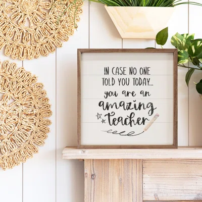 Amazing Teacher Star Pencil - Picture Frame Textual Art on Wood