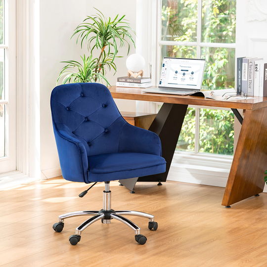Glitzhome 40"H Modern Elegant Vintage Bonded Leather Adjustable Swivel Office Chair