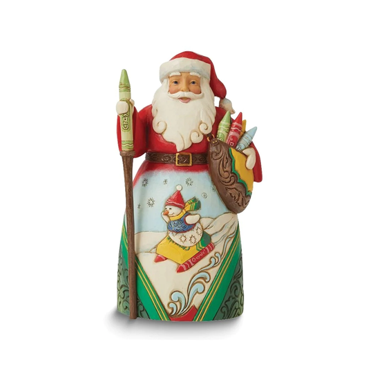 Curata Wishing You a Colorful Christmas Santa with Snowman Figurine