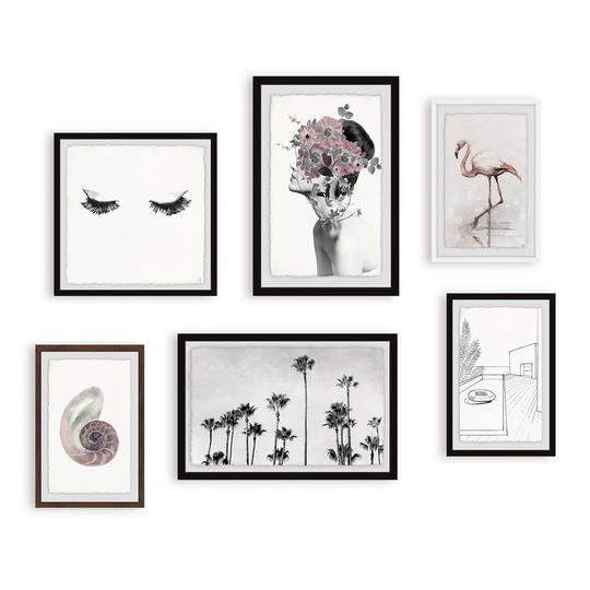 Marmont Hill - Handmade Avant Garde Fleur Hexaptych - Multi-color