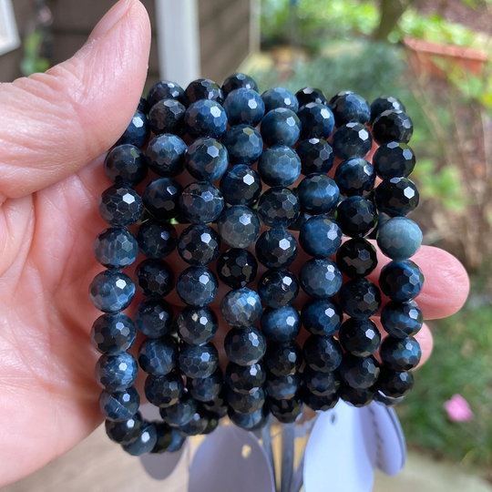 Blue Tiger Eye & Black Onyx Grounding Bracelet Bra13
