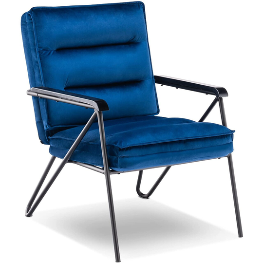 Mcombo Tufted Velvet and Iron Club Chair with Ottoman