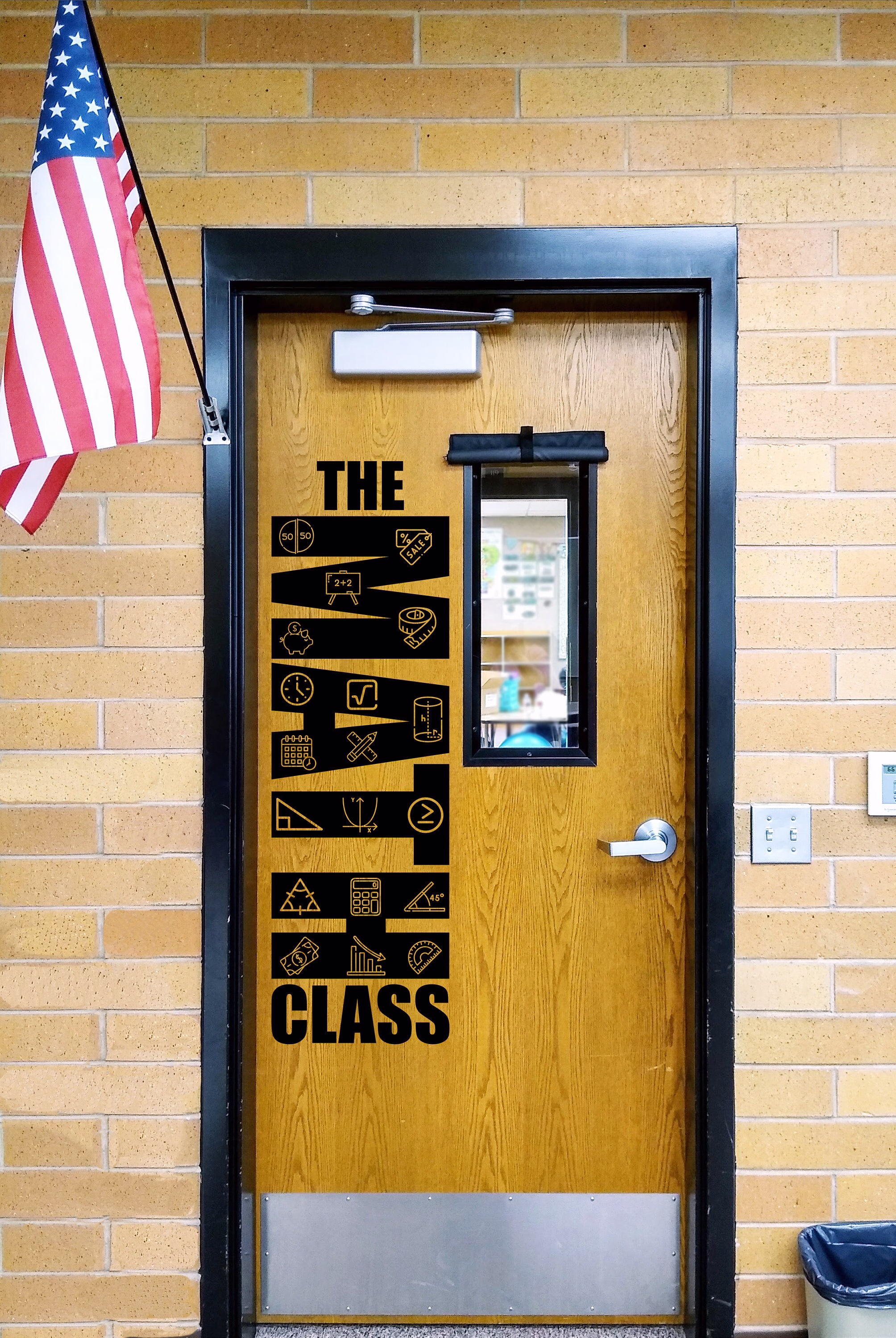 The Math Class, Teacher Decal, School Classroom, Vinyl Wall Classroom Door, Algebra Trig Numbers Measuring Pencil
