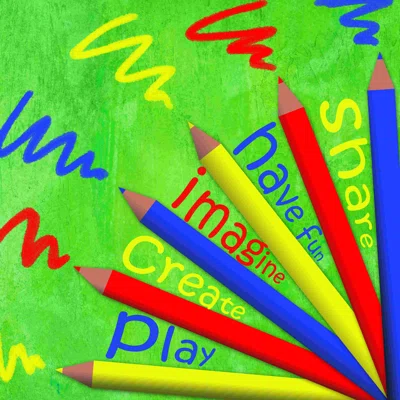 Primary Pencils - Wrapped Canvas Textual Art