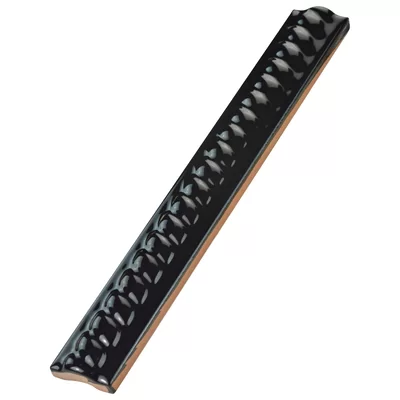Trenza 7.88" x 1" Pencil Liner Tile Trim in Nero