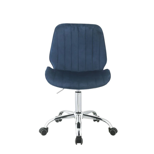 Q-Max Extendable Twilight Blue Metal Tube Wood Armless Office Chair