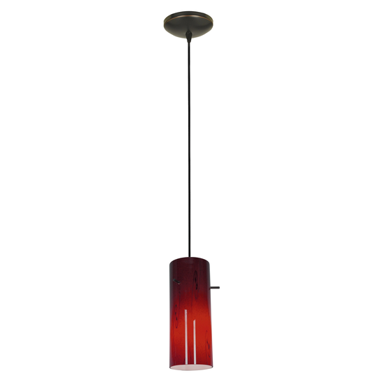 Access Lighting Cylinder Bronze Cord Pendant with Red Shade