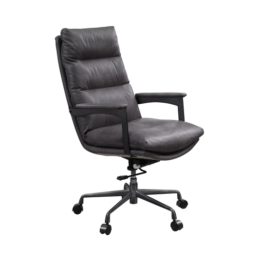 Office Chair in Gray Top Grain Leather