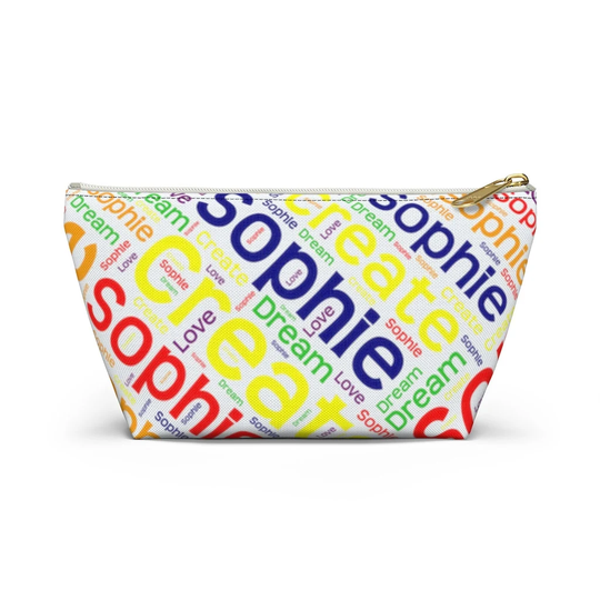Name Rainbow Cosmetic Bag, Personalized Makeup Custom Pencil