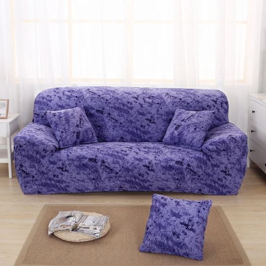 Enova Home Blue Elegant Polyester and Spandex Stretch Washable Box Cushion Sofa Slipcover