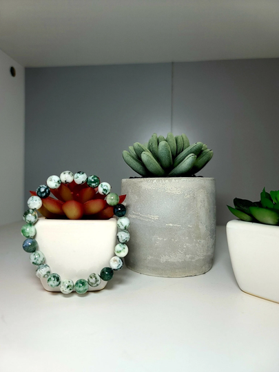 Tree Agate Beaded Bracelet