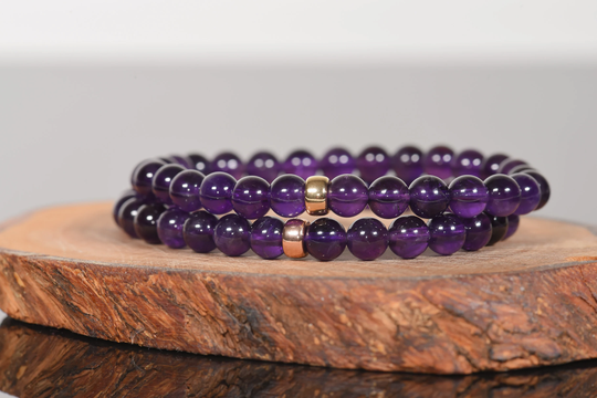 Aaa Amethyst Bracelet, Dark Purple Genuine Gemstone 6mm Amethyst, Handmade Jewelry, February Birthstone