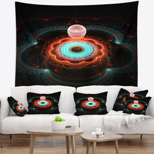 Designart 'Balloon over Fractal Colored Area' Floral Wall Tapestry