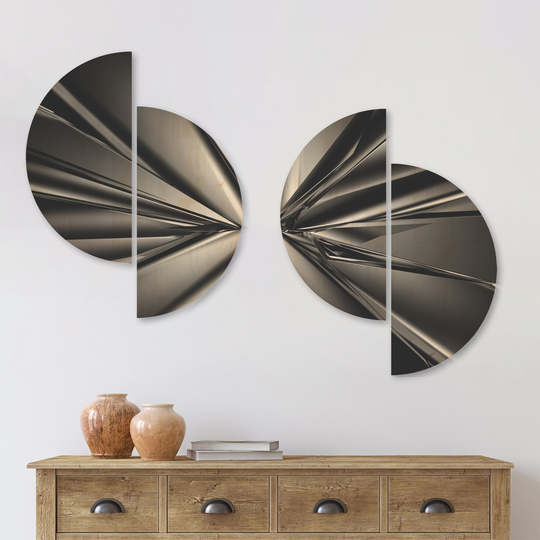 Designart 'Futuristic Crystal Background' Abstract Wood Wall Art Set of 4 Half Circles - Multi-Color