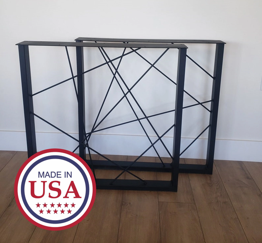 Criss Cross Metal Table Legs - Pair Unique Square U-Frame Steel