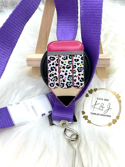 Leopard Print Pencil Lanyard/Teacher Badge Reel Gift