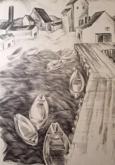 Minnie Lois Murphy | American 1901-1962 "The Wharf", Lithograph, 1932, Edition Of 8, Pencil Signed, | Free Shipping