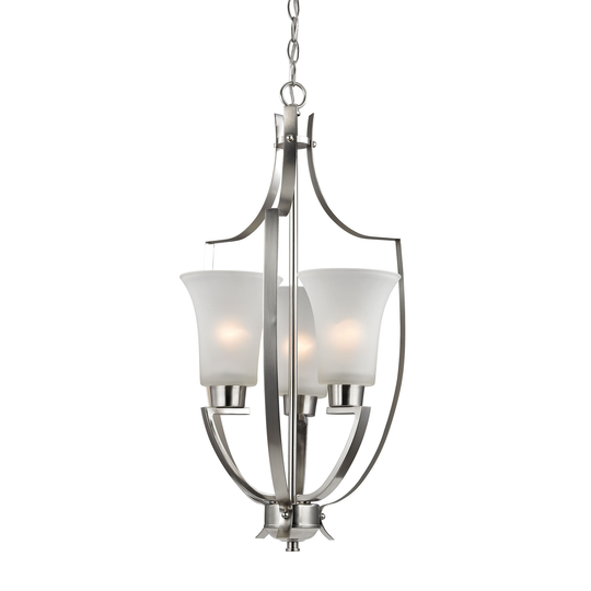 Cornerstone Foyer Collection 3 Light Pendant in Brushed Nickel - Silver