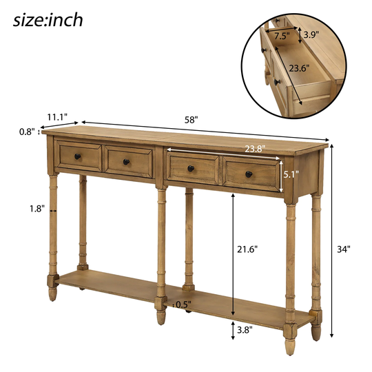 Console Table Sofa Table with Shelf for Living Room