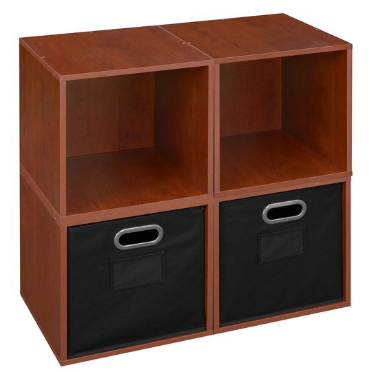 Noble Connect Storage Set - 4 Cubes and 2 Canvas Bins- Warm Cherry/Black