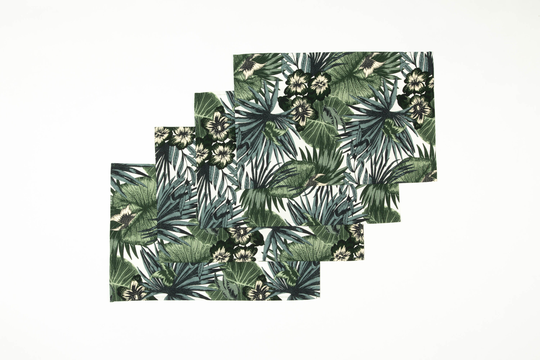 Green Placemats, Botanical Table Topper, Table Cover With Water Lilies, Nature Inspired Lotus Lily Décor, Pond Lilies Cloth