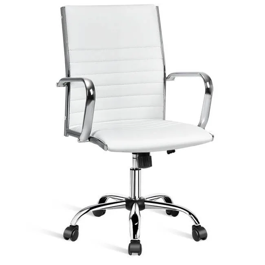 White/ Black Faux Leather High Back Modern Classic Office Chair with Armrests - 22" x 24" x 38" (L x W x H)