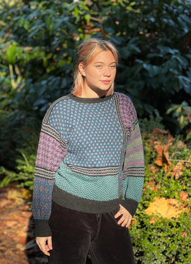 Vintage 80's Wool Color Block Pattern Sweater Size 34