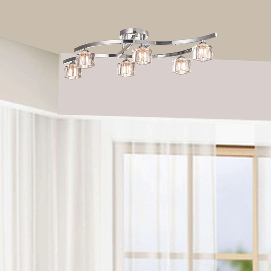 Aika 6-Light Chrome Flush Mount with Clear Shades