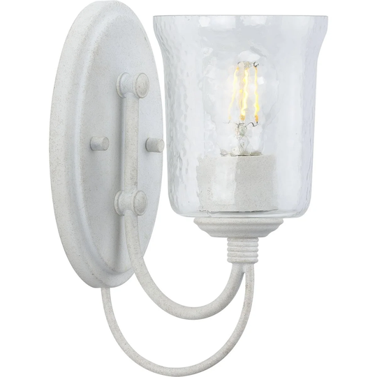 Bowman Collection 1-Light Cottage White Clear Chiseled Glass Coastal Bath Vanity Light