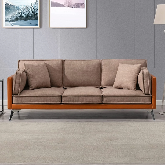Modern Loveseat Sofa Couch, 3-Seater Stylish Sofa Couches for Living Room, Breathable Linen Sofa