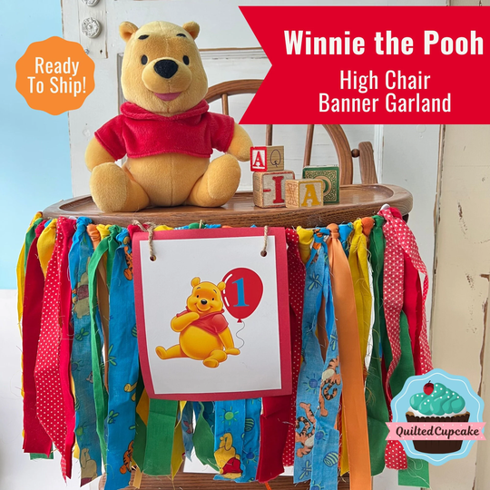 Winnie The Pooh High Chair Banner/First Birthday Party Garland Decoration/ Ready To Ship Add Name