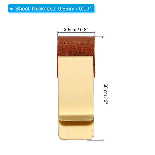 3pcs Pen Holder Clip, Stainless Pencil Loop with Carved Leather, Bronze Brown - 50x20mm