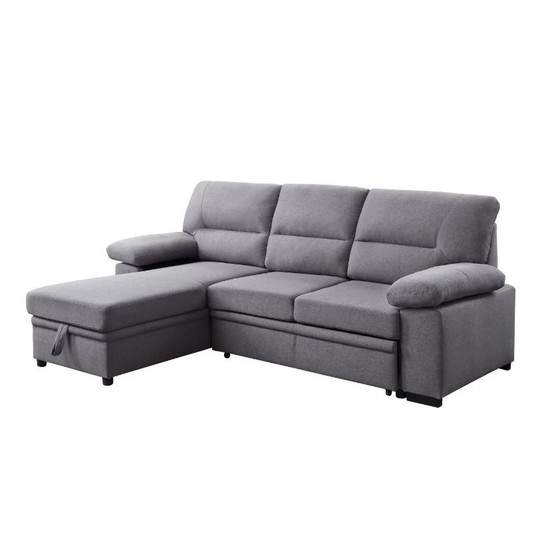 Sleeper Sectional Sofa with Pillow Top Arms, Gray